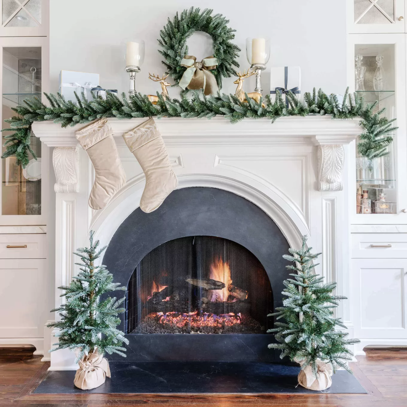King Of Christmas King Noble Fir Collection 4-Piece Set With Warm White LED Lights (Battery Operated)- Green | Sets