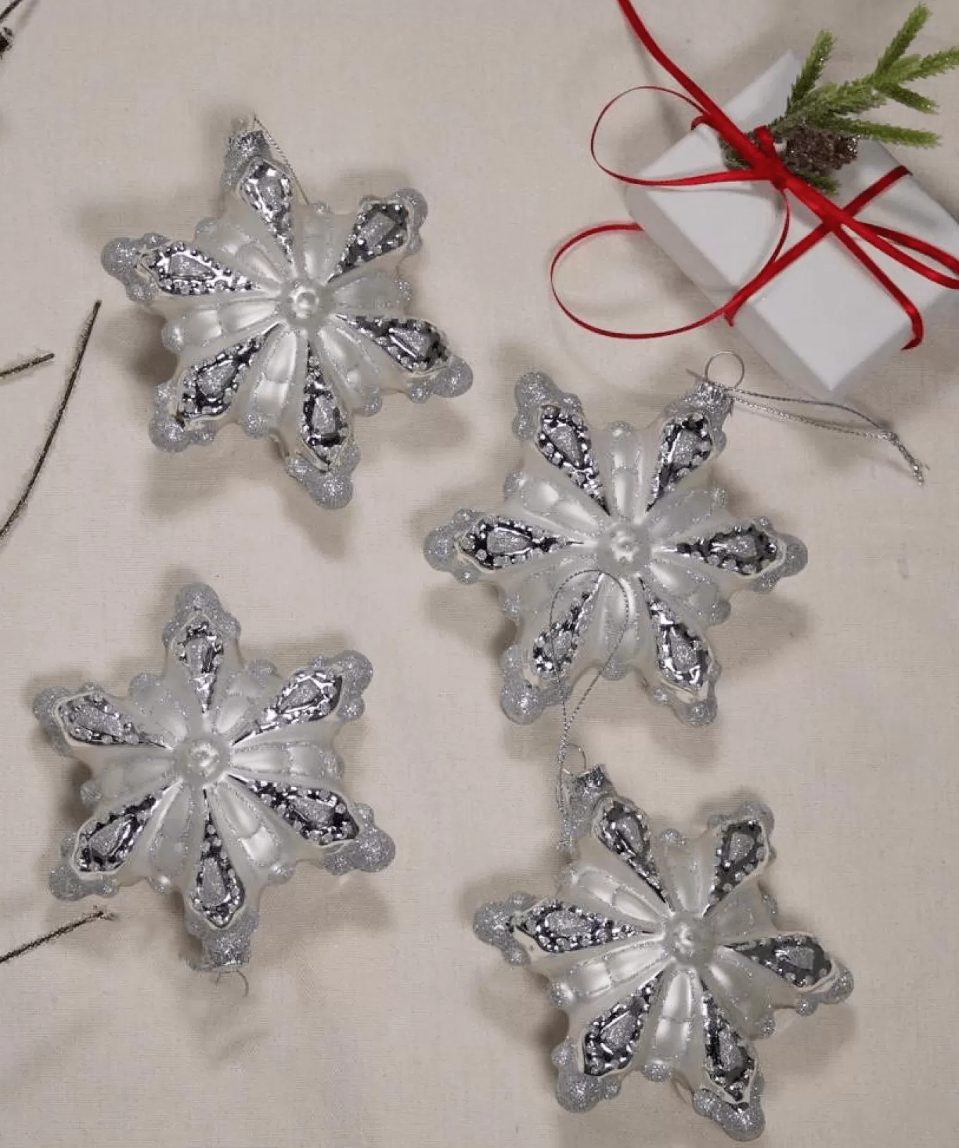 King Of Christmas Snowflake Glass Ornament (4 Pack)- Ornaments | 4 Pack