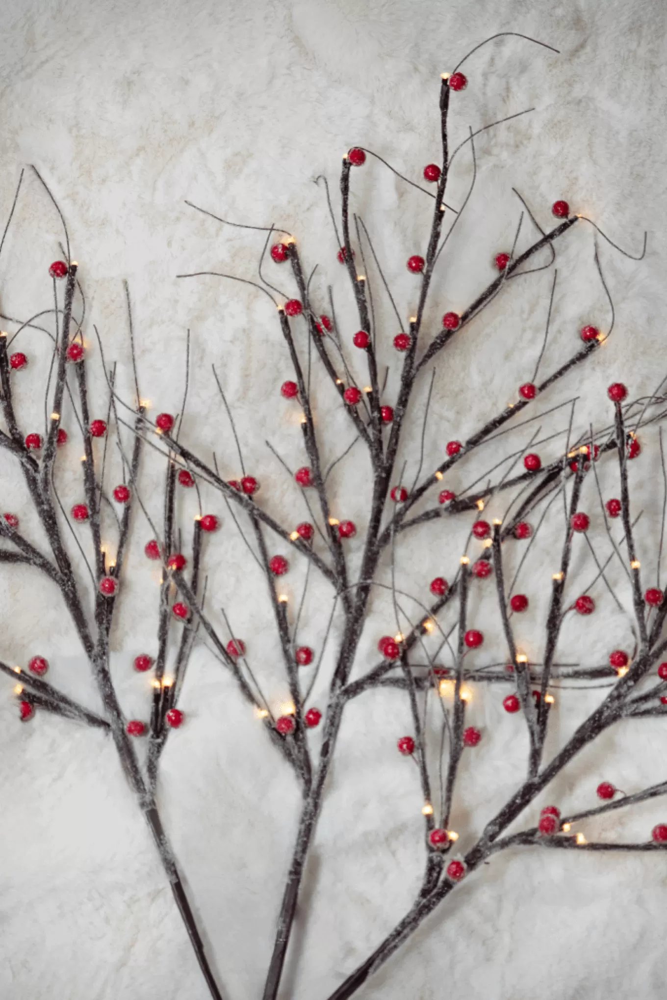 King Of Christmas Sugar Berry Flocked LED Branches (3 Pack)- Tree Picks