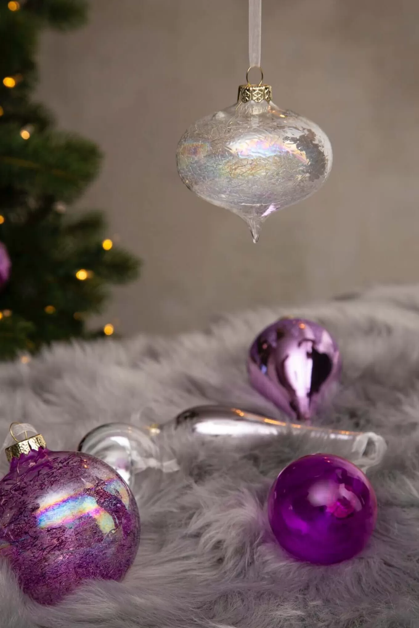 King Of Christmas Sweet 30-Piece Glass Ornament Set (Pink - Purple) Limited Edition- Ornaments | 30 Pack