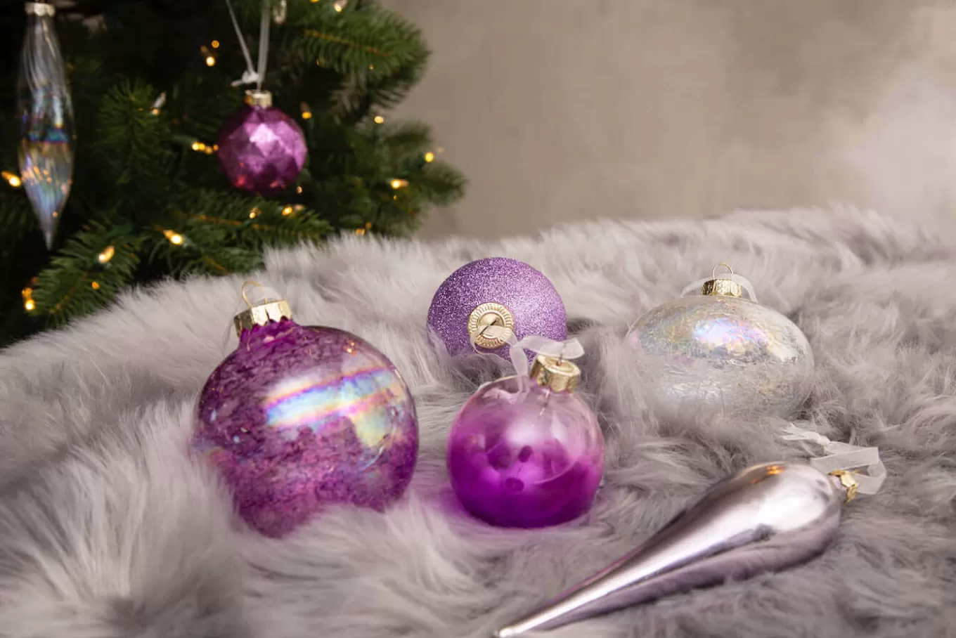 King Of Christmas Sweet 30-Piece Glass Ornament Set (Pink - Purple) Limited Edition- Ornaments | 30 Pack