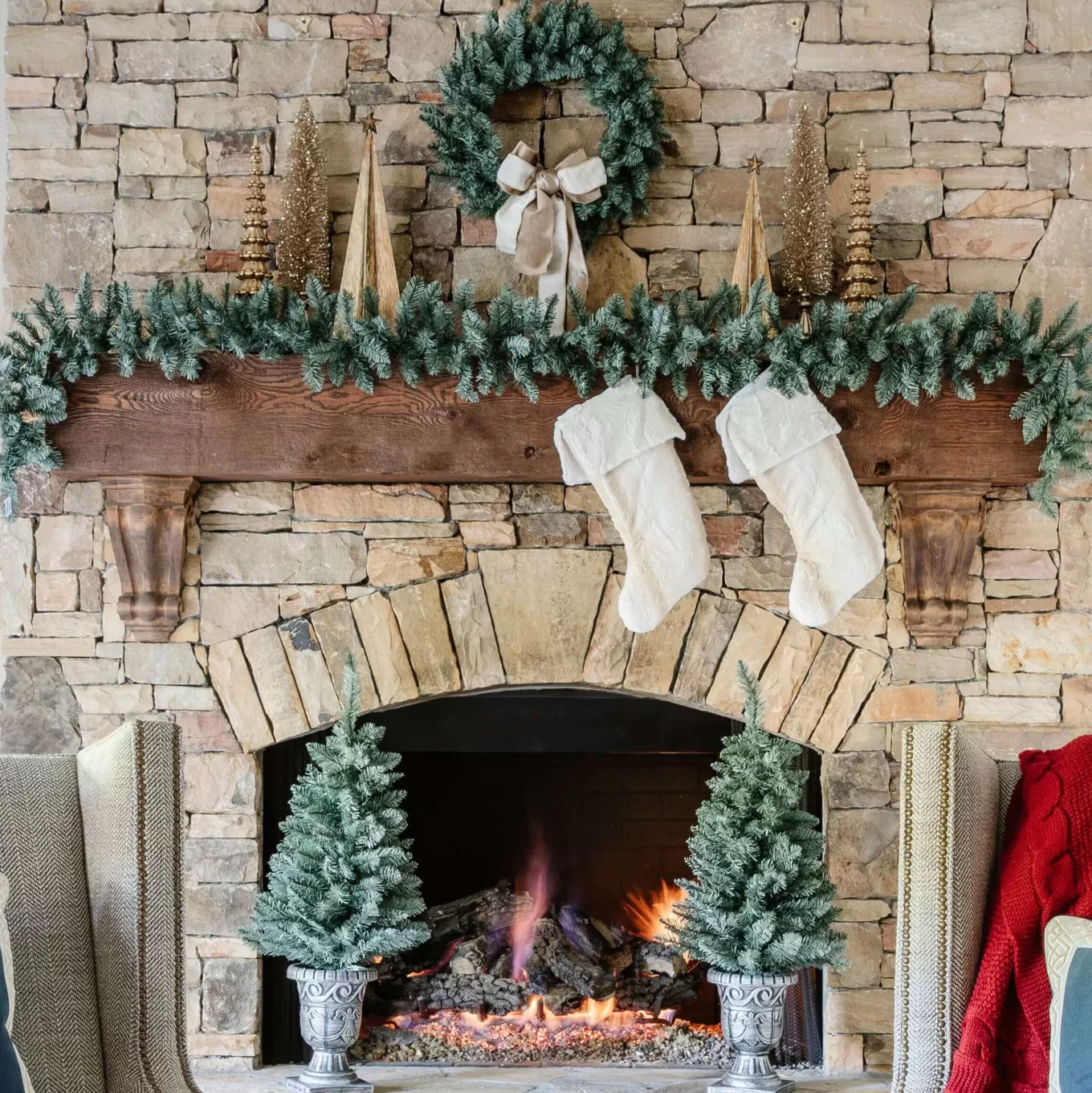 King Of Christmas Tribeca Spruce Blue Collection 4-Piece Set With Warm White LED Lights (Battery Operated)- Sets